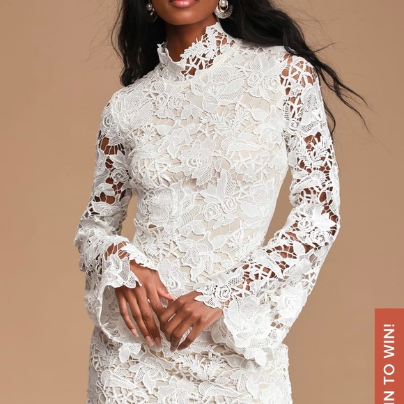 Lace Long Sleeve Shift Dress 